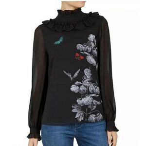 Ted Baker Ashliee Butterfly Garden Chiffon Spring Blouse TB3